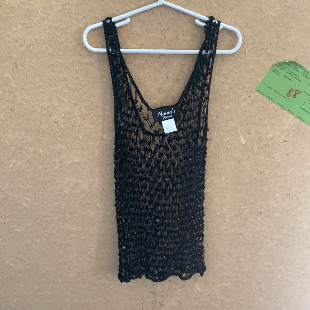 Naina’s Dream black sparkly fishnet OS tank